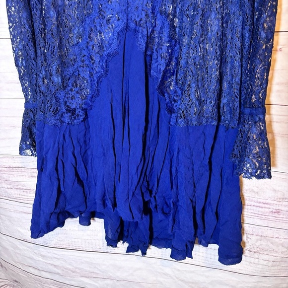 Free People Tell Tale See Through Royal Blue Lace Bohemian Dress Small - Picture 7 of 11